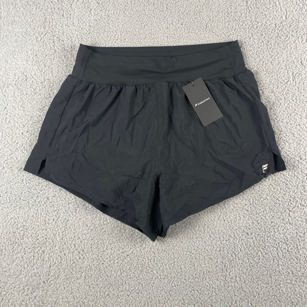 Fabletics Women's Large Black Polyester Elastane Nylon Sun Chaser 4in Short